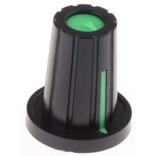 RS PRO 17 mm Diameter Black Push-On Plastic Potentiometer Knob for 6.4 mm D Shaped Shaft 467-6768