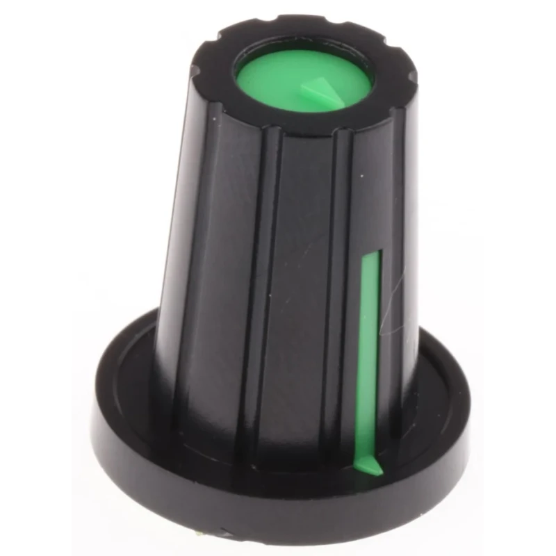 RS PRO 17 mm Diameter Black Push-On Plastic Potentiometer Knob for 6.4 mm D Shaped Shaft 467-6768