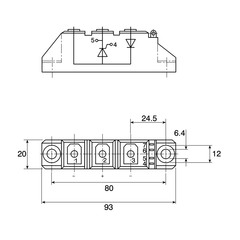 Semikron Danfoss Diode/Thyristor Module SCR 1200 V, 106 A 150 mA 2.25 kA 1.65 V SKKH 106/12 E