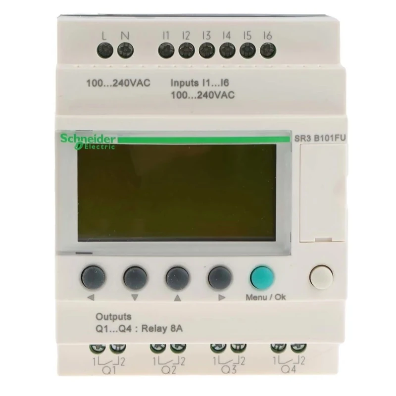 Schneider Electric Zelio Logic Series Logic Module, 6 Inputs, 4 Relay Outputs, Discrete Input, 100-240V AC SR3B101FU