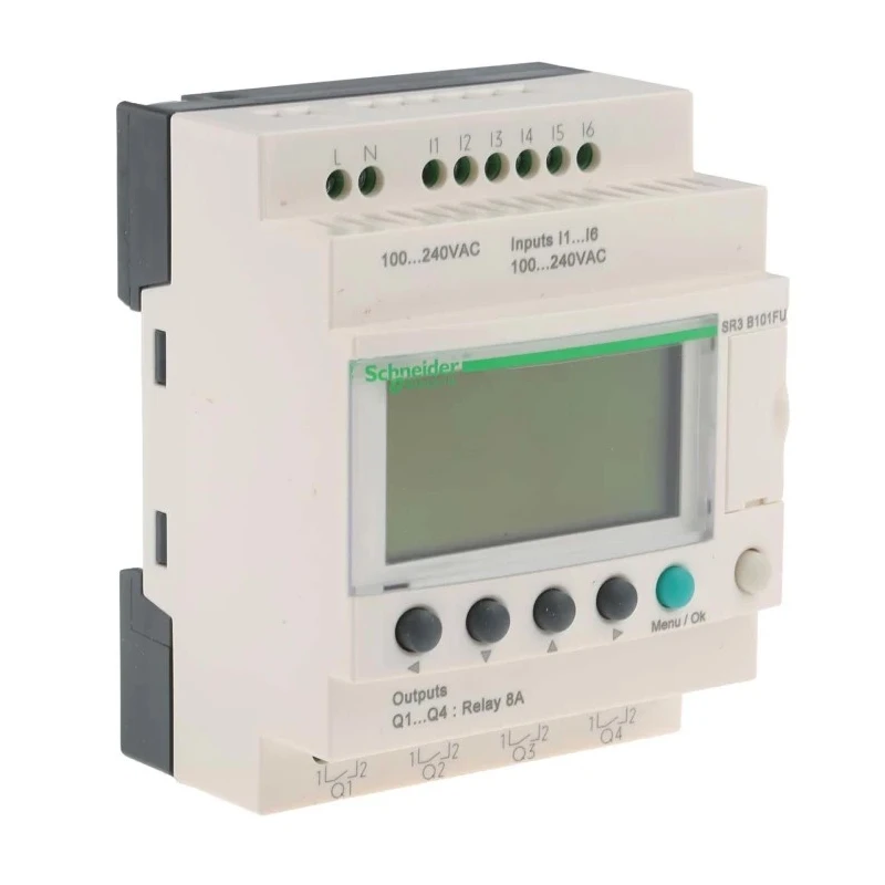 Schneider Electric Zelio Logic Series Logic Module, 6 Inputs, 4 Relay Outputs, Discrete Input, 100-240V AC SR3B101FU