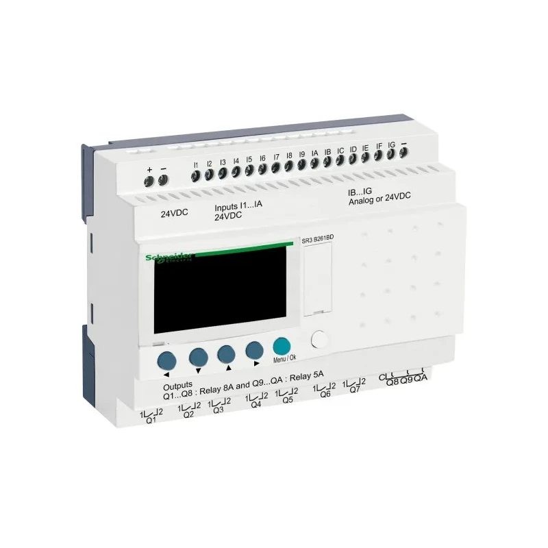 Schneider Electric Zelio Logic Series Logic Module, 16 Inputs, Analogue Input, 10 Relay Outputs, 24V DC SR3B261BD