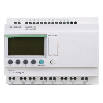 Schneider Electric Zelio Logic Series Logic Module 12 Inputs 8 Relay Outputs Discrete Input 120-240V AC SR2A201FU