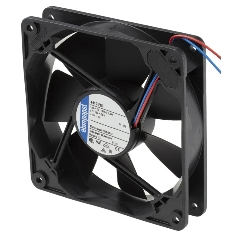 ebm-papst 4400 F Series Axial Fan 12V dc 1.3W 94 m³/h Sleeve Bearing Rectangular Frame 119 mm 4412FGL