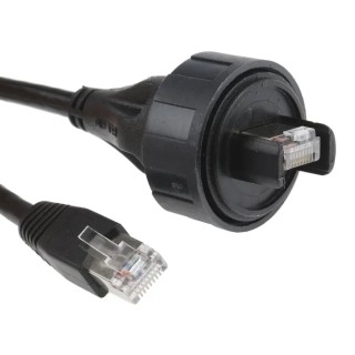 Bulgin Buccaneer for Data Cat5e Ethernet Cable, 3 m, Screened, Shielded, Black Polyurethane Jacket 