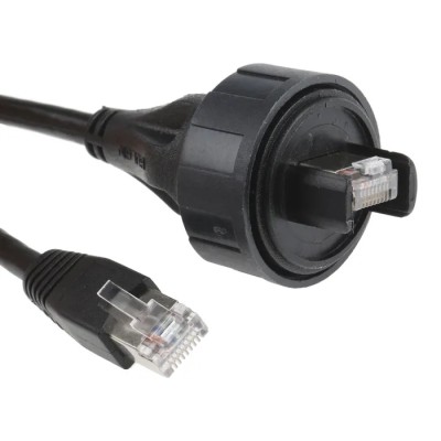 Bulgin Buccaneer for Data Cat5e Ethernet Cable, 3 m, Screened, Shielded, Black Polyurethane Jacket 
