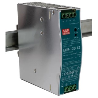 RS PRO Mean Well EDR Switched Mode DIN Rail Power Supply 12 V, 10 A, 120 W, 1 Phase, AC Input 90-264 V, DC Output EDR-120-12