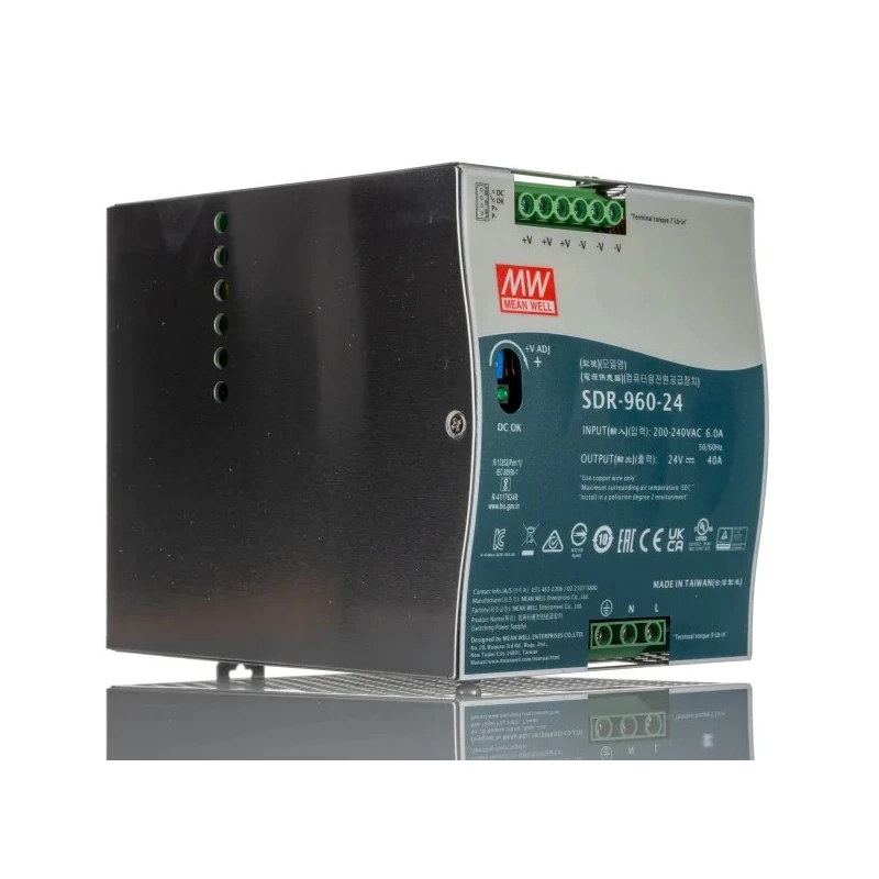 MEAN WELL SDR Switched Mode DIN Rail Power Supply 1 Phase AC 180-264V Input 28V DC 40A 960W SDR-960-24