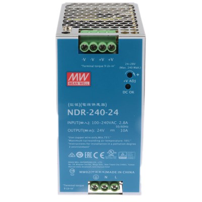 RS PRO MEAN WELL NDR-240-24 Switched Mode DIN Rail Power Supply 24 V, 10 A, 240 W