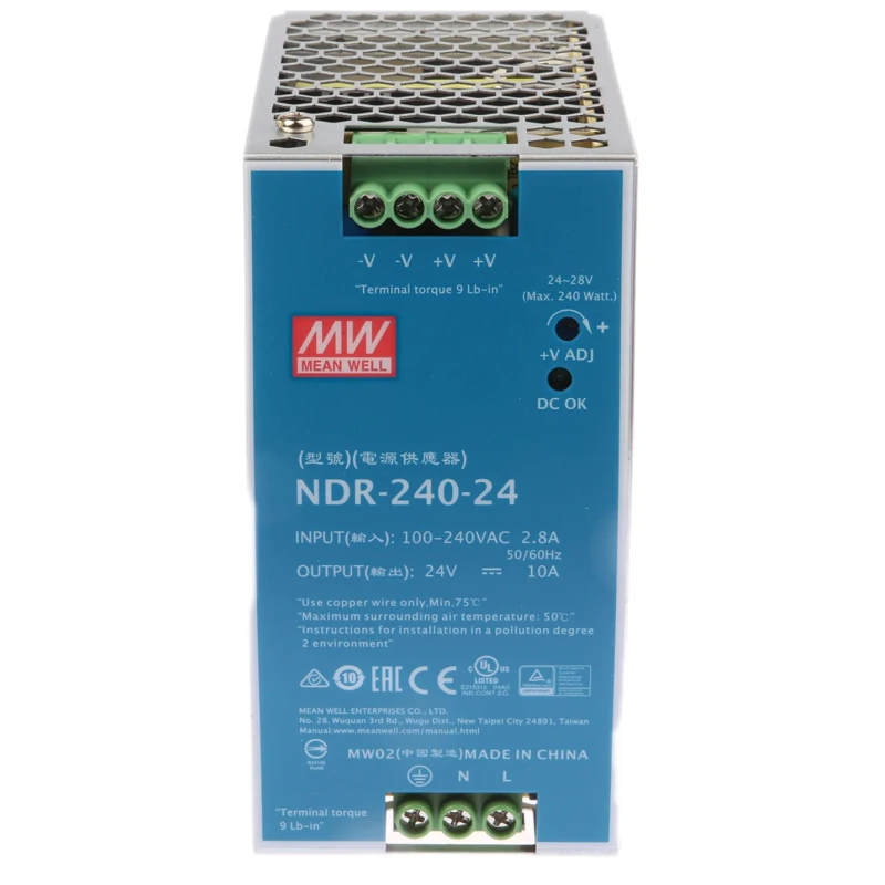 RS PRO MEAN WELL NDR-240-24 Switched Mode DIN Rail Power Supply 24 V, 10 A, 240 W