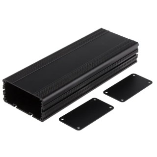 RS PRO Black Anodised Aluminium Instrument Case 40 mm Height, 81.4 mm Width, 225 mm Length 468-7162