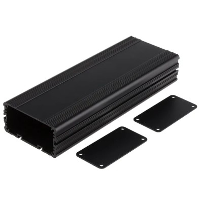 RS PRO Black Anodised Aluminium Instrument Case 40 mm Height, 81.4 mm Width, 225 mm Length 468-7162