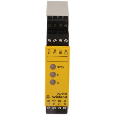 Wieland 24V ac/dc Safety Relay with 3 Safety Contacts, 1 Auxiliary Contact, Manual Reset, DIN Rail Mount R1.188.1810.0