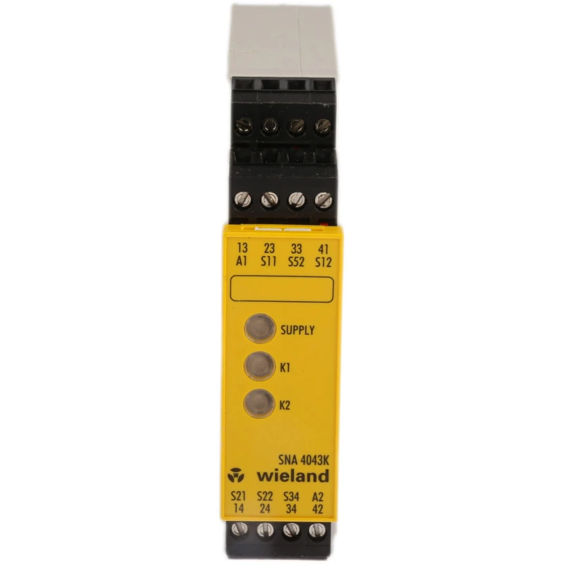 Wieland 24V ac/dc Safety Relay with 3 Safety Contacts, 1 Auxiliary Contact, Manual Reset, DIN Rail Mount R1.188.1810.0
