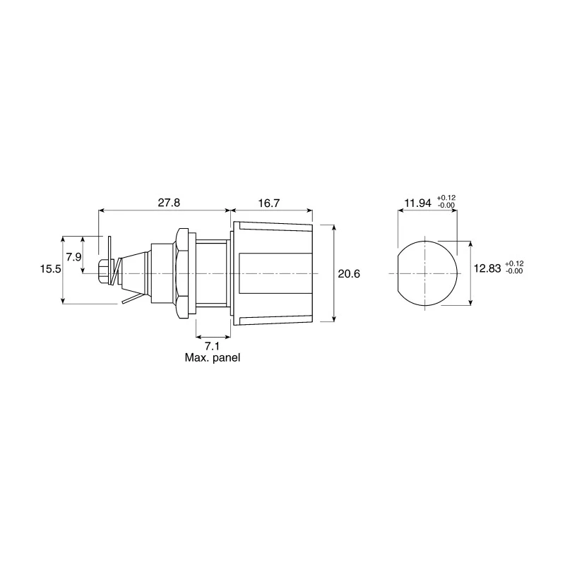Bulgin 6.3A Panel Mount Fuse Holder 1P-Pole for 5 x 20 mm Fuse, 250V AC FX0345