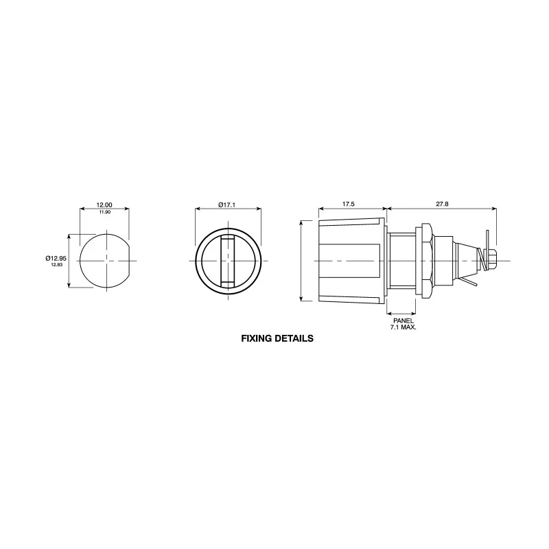 Bulgin 6.3A Panel Mount Fuse Holder 1P-Pole for 5 x 20 mm Fuse, 250V AC FX0345
