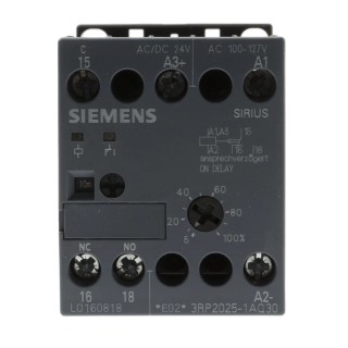 Siemens SIRIUS Series DIN Rail Timer Relay, 1-Contact, SPDT, 24 V dc, 100 V ac, 127 V ac, 24 V ac, 0.05 to 100 3RP2025-1AQ30