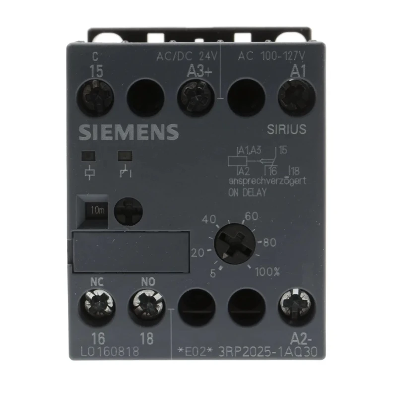 Siemens SIRIUS Series DIN Rail Timer Relay, 1-Contact, SPDT, 24 V dc, 100 V ac, 127 V ac, 24 V ac, 0.05 to 100 3RP2025-1AQ30