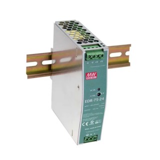 MEAN WELL EDR Switched Mode DIN Rail Power Supply 264V AC Input 55V DC, 1.6A Output, 75W EDR-75-48