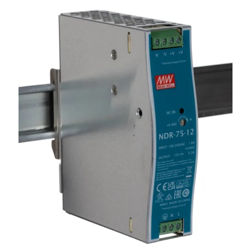 RS PRO Switched Mode DIN Rail Power Supply 264V AC Input 14V DC 6.3A Output 75W NDR-75-12