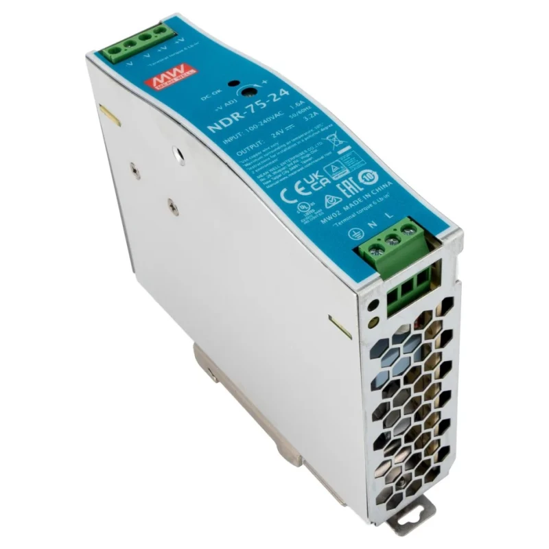 MEAN WELL Industrial DIN Rail Switched Mode Power Supply 264V AC Input, 28V DC, 3.2A, 75W NDR-75-24
