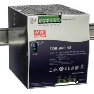 MEAN WELL TDR Switched Mode Single Output DIN Rail Power Supply 960W, 55V DC, 20A Output, 340-550V AC Input TDR-960-48