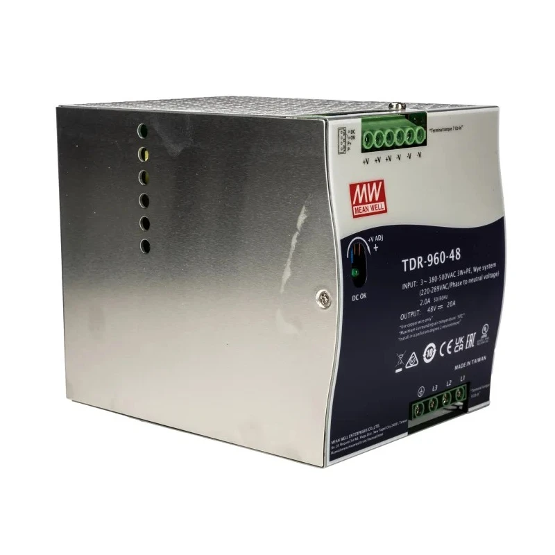 MEAN WELL TDR Switched Mode Single Output DIN Rail Power Supply 960W, 55V DC, 20A Output, 340-550V AC Input TDR-960-48