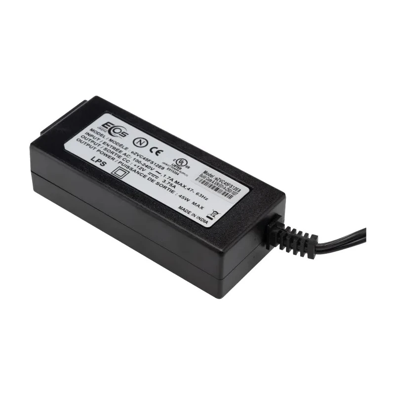 EOS AC/DC Adapter 12V DC Output 3.75A 45W Regulated Power Supply 2.54 x 5.49 mm Centre Positive CEL-22-LFeZVC45FS12E8