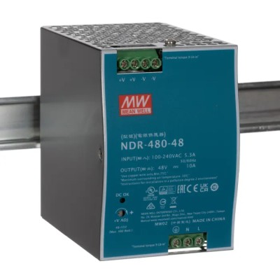 RS PRO Industrial Single Output Switched Mode DIN Rail Power Supply AC 90-264V 480W 10A 55V DC NDR-480-48