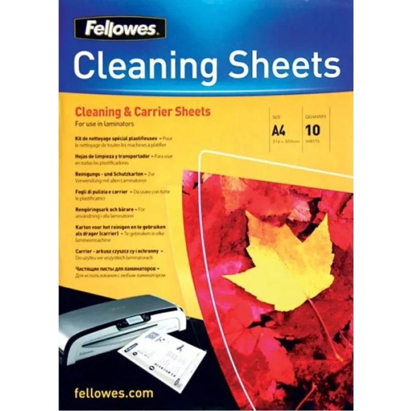 Fellowes A4 Laminator Cleaning Sheets 10 Pack Carrier and Cleaning Sheets 30.30 x 21.50 x 0.10 cm 5320604