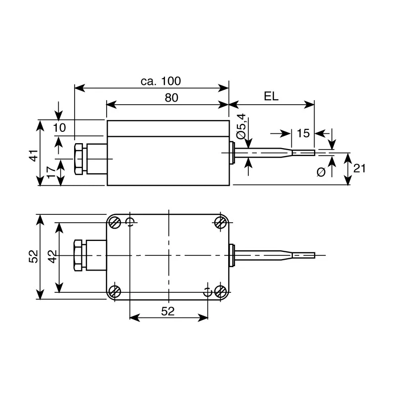 Jumo PT100 RTD Sensor 5.4 mm Diameter, 29 mm Length, 2 Wire, Class B Accuracy, 80 °C Max PT100