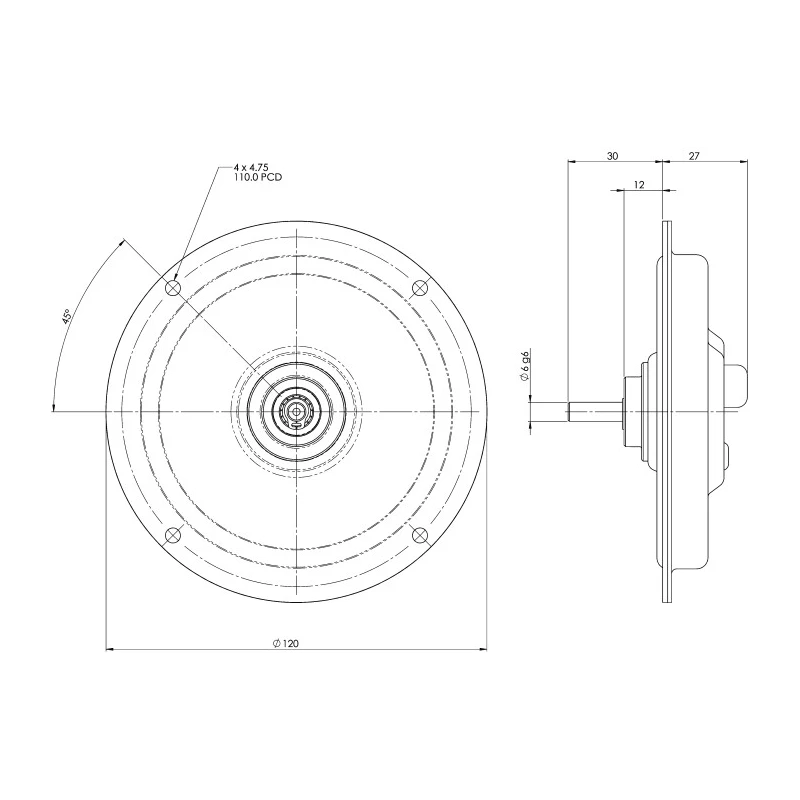 Flightlink Controls Brushed DC Motor 22.5V dc 94W 3000rpm 6mm Shaft Diameter 005203