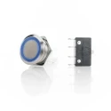 ITW Switches H48M Series Illuminated Momentary Panel Push Button Switch 19.6 mm Cutout SPDT Blue LED IP67 250 V H48M-112B