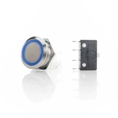 ITW Switches H48M Series Illuminated Momentary Panel Push Button Switch 19.6 mm Cutout SPDT Blue LED IP67 250 V H48M-112B