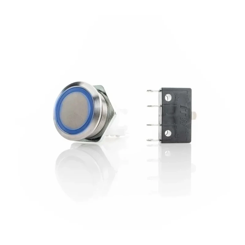 ITW Switches H48M Series Illuminated Momentary Panel Push Button Switch 19.6 mm Cutout SPDT Blue LED IP67 250 V H48M-112B