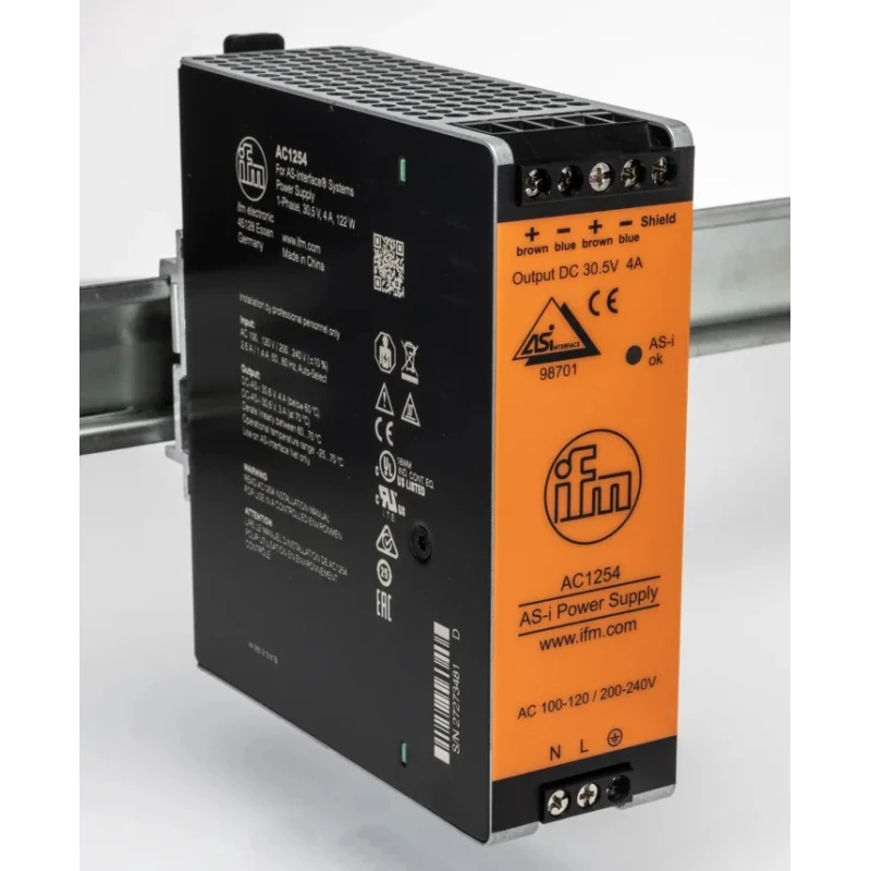 ifm electronic DIN Rail Power Supply 240V Input, 30.5V DC Output, 4A, 134W AC1254