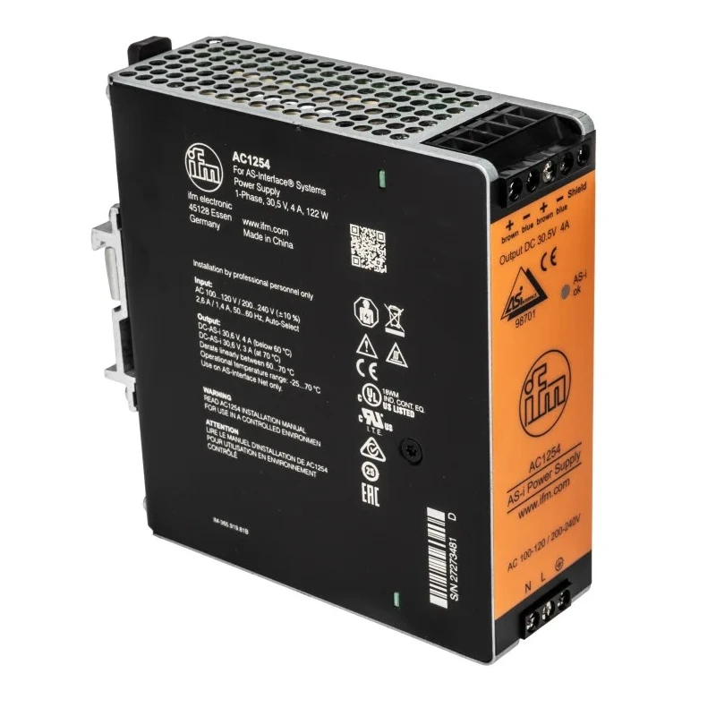 ifm electronic DIN Rail Power Supply 240V Input, 30.5V DC Output, 4A, 134W AC1254