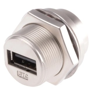 RS PRO Straight Panel Female USB Type A USB Connector USB 2.0, 500V, 1.5A, Plug-In 122-3030