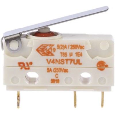 Saia-Burgess Short Lever Subminiature Micro Switch, SPDT, Solder Terminal, 5A, 250V AC, IP67, Model V4NST7Y1UL