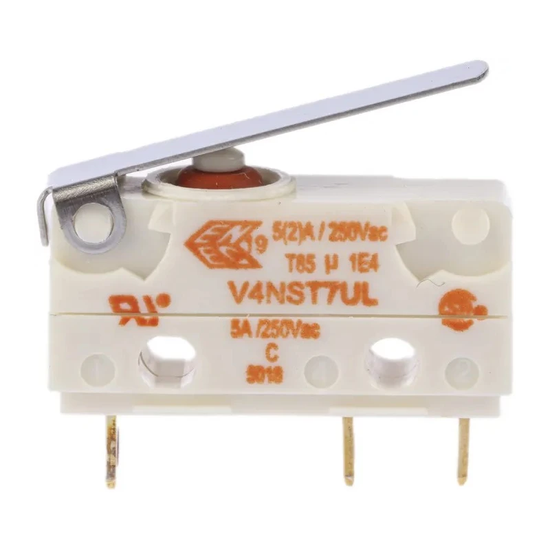 Saia-Burgess Short Lever Subminiature Micro Switch, SPDT, Solder Terminal, 5A, 250V AC, IP67, Model V4NST7Y1UL