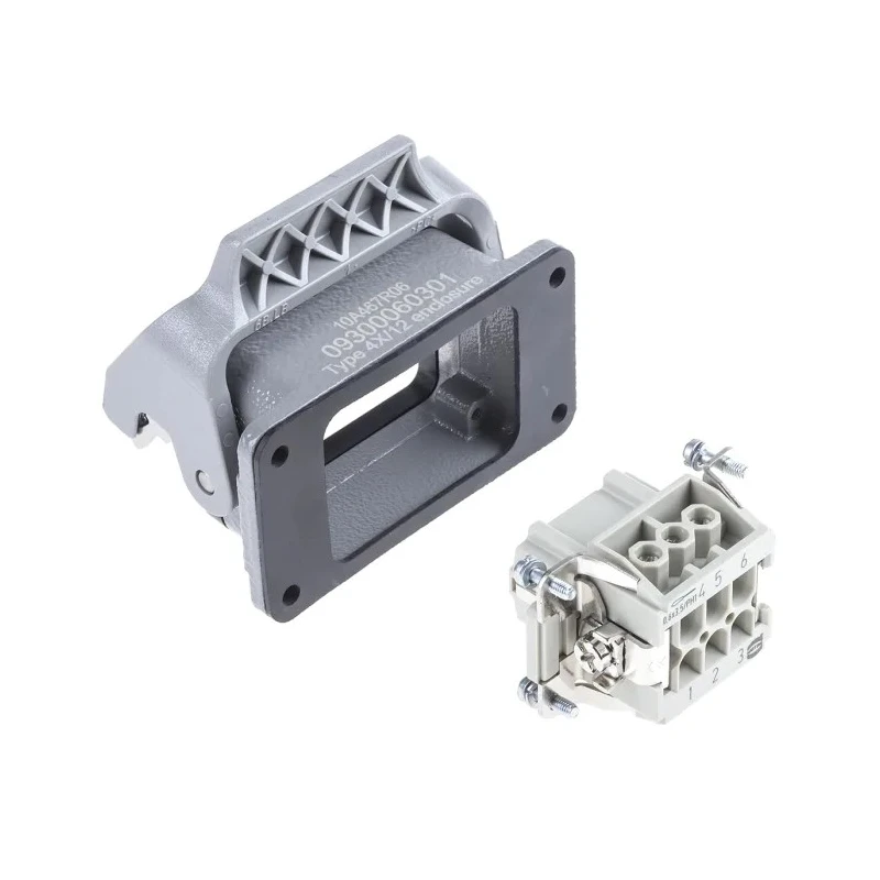 HARTING Heavy Duty Power Connector Panel Screw 6 Way 16A 500V Han E Female 09300060301+09330062701