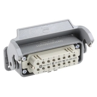HARTING Heavy Duty Power Connector Panel Mount Screw Termination 16 Way 16A 250V Han A Female 09200160301+09200162812