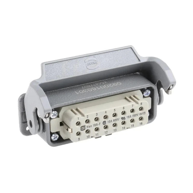 HARTING Heavy Duty Power Connector Panel Mount Screw Termination 16 Way 16A 250V Han A Female 09200160301+09200162812