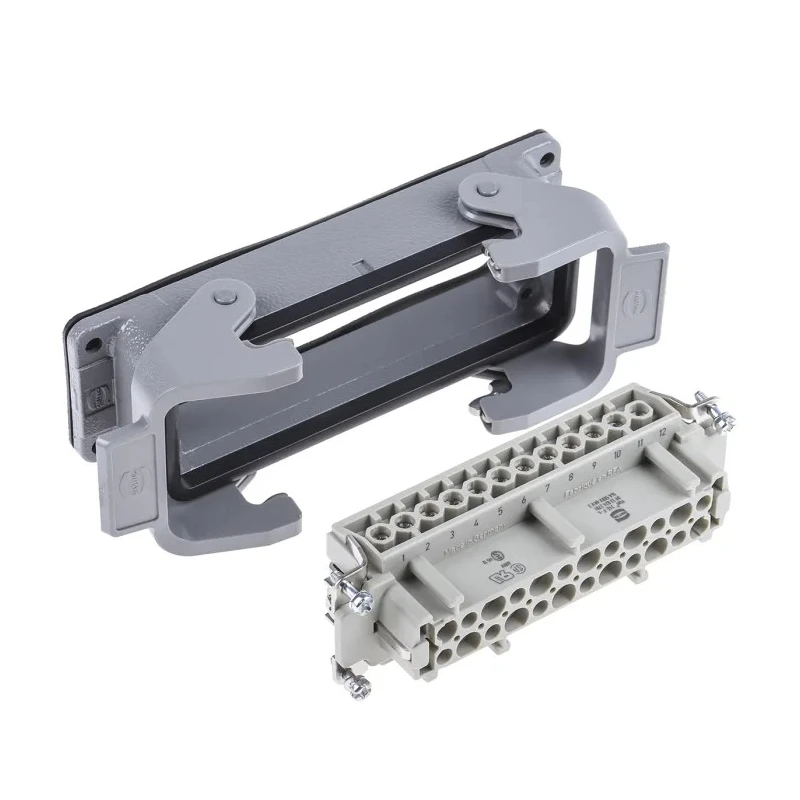 HARTING Heavy Duty Power Connector, Panel Mount, Screw Termination, 24 Way, 16A, Han E Female, 500V 09300240301+09330242701
