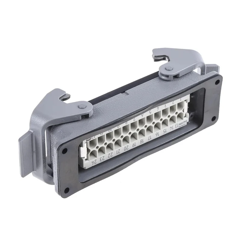 HARTING Heavy Duty Power Connector, Panel Mount, Screw Termination, 24 Way, 16A, Han E Female, 500V 09300240301+09330242701