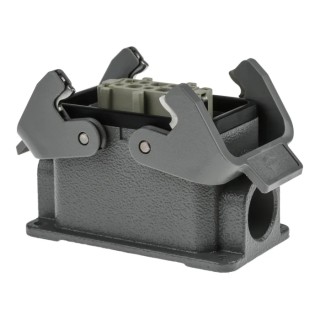 HARTING Heavy Duty Power Connector, Panel Mount, Screw Termination, 10 Way, 16A, Han E Female, 500V 09300101231+09330102701