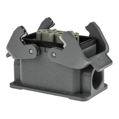 HARTING Heavy Duty Power Connector, Panel Mount, Screw Termination, 10 Way, 16A, Han E Female, 500V 09300101231+09330102701