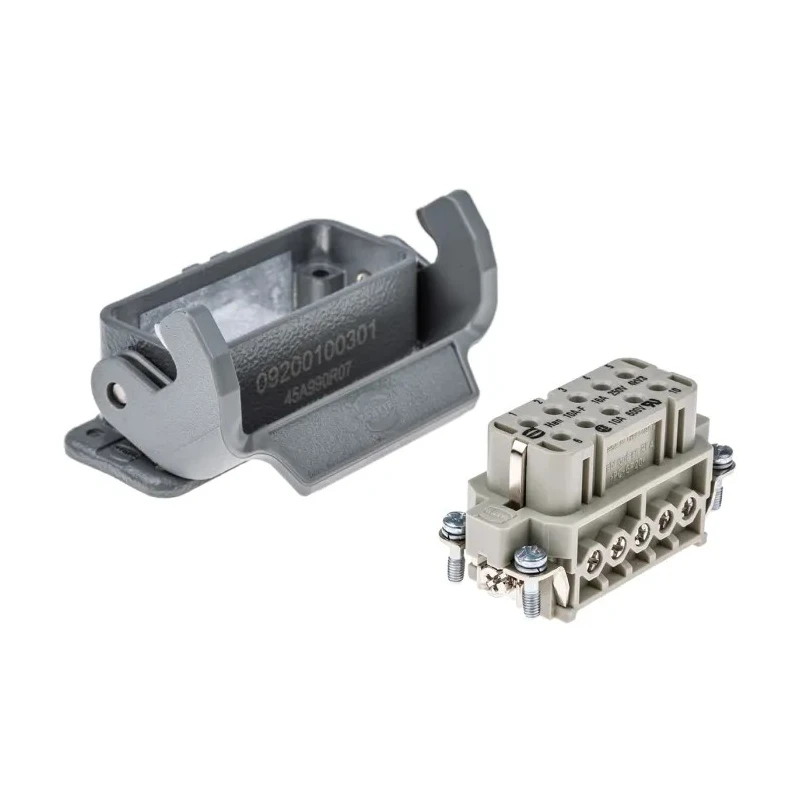 HARTING Heavy Duty Power Connector Panel Screw Termination 10 Way 10A Han A Female 230V 400 V 09200100301+09200102812