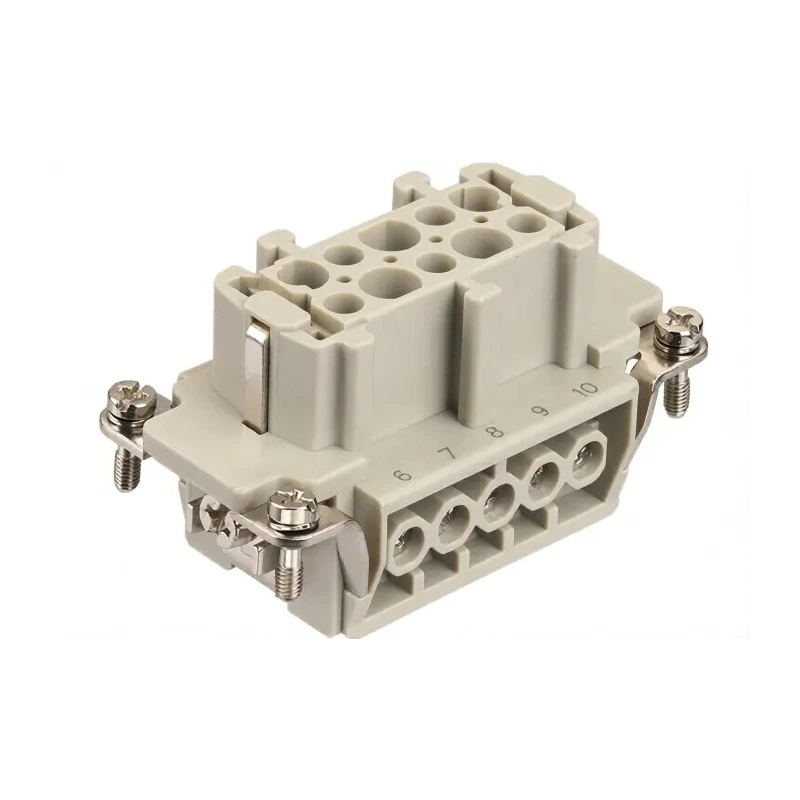 HARTING Heavy Duty Power Connector, Panel Mount, Screw Termination, 10 Way, 16A, Han E Female, 500V 09300101231+09330102701