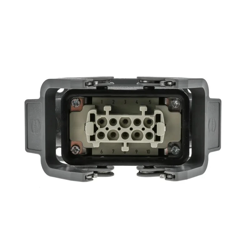 HARTING Heavy Duty Power Connector, Panel Mount, Screw Termination, 10 Way, 16A, Han E Female, 500V 09300101231+09330102701
